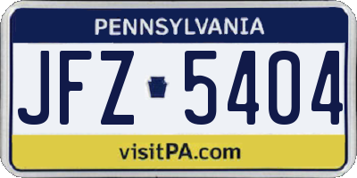 PA license plate JFZ5404