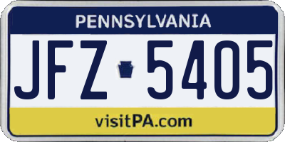 PA license plate JFZ5405