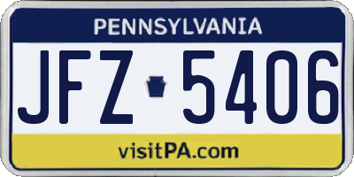 PA license plate JFZ5406
