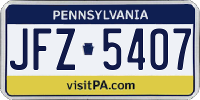 PA license plate JFZ5407