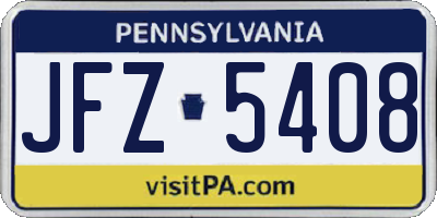 PA license plate JFZ5408