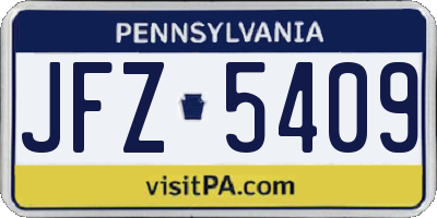 PA license plate JFZ5409
