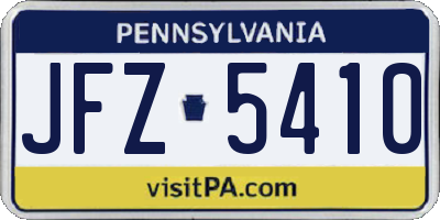 PA license plate JFZ5410