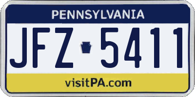 PA license plate JFZ5411
