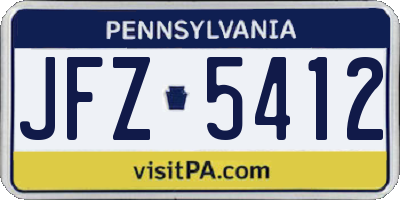 PA license plate JFZ5412