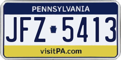 PA license plate JFZ5413