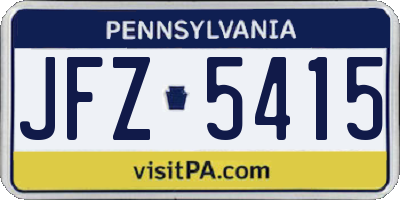 PA license plate JFZ5415