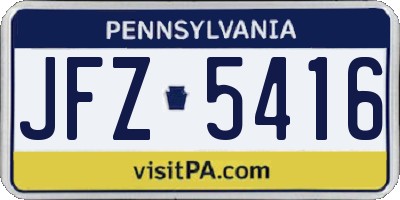 PA license plate JFZ5416