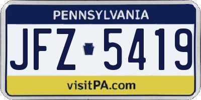 PA license plate JFZ5419