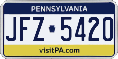 PA license plate JFZ5420