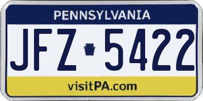 PA license plate JFZ5422