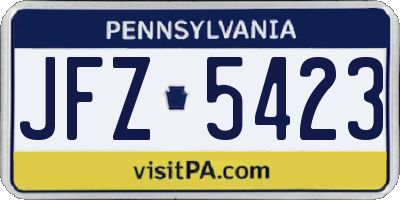 PA license plate JFZ5423