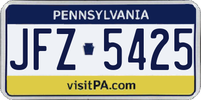 PA license plate JFZ5425