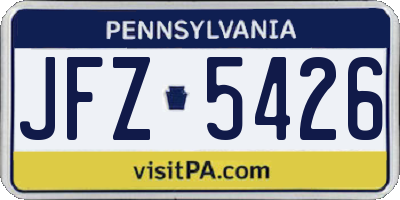 PA license plate JFZ5426