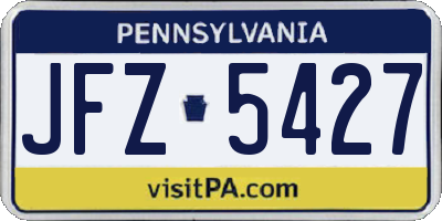 PA license plate JFZ5427