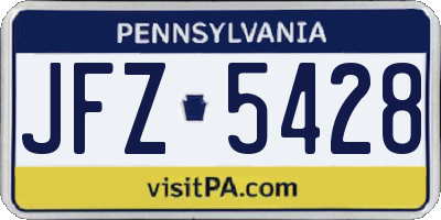 PA license plate JFZ5428