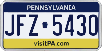 PA license plate JFZ5430