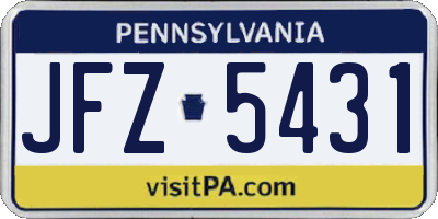 PA license plate JFZ5431