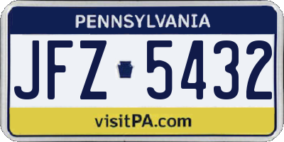PA license plate JFZ5432
