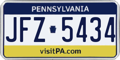 PA license plate JFZ5434