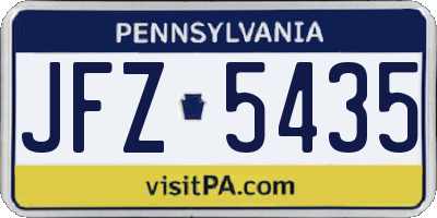 PA license plate JFZ5435