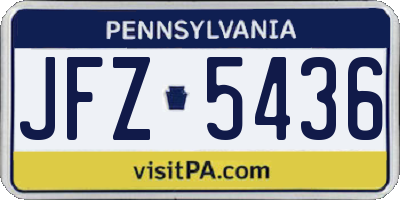 PA license plate JFZ5436