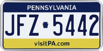 PA license plate JFZ5442