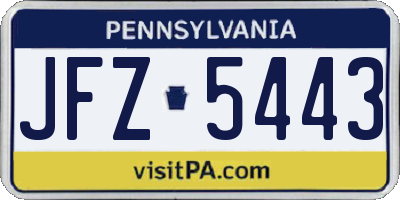 PA license plate JFZ5443