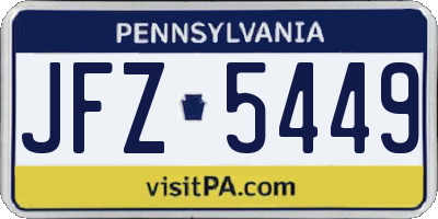 PA license plate JFZ5449