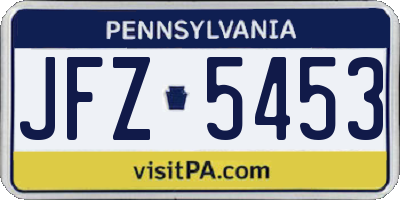 PA license plate JFZ5453