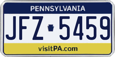 PA license plate JFZ5459