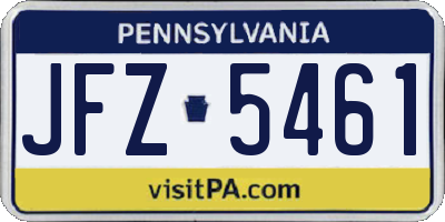 PA license plate JFZ5461