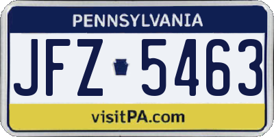 PA license plate JFZ5463