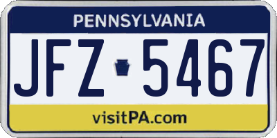 PA license plate JFZ5467