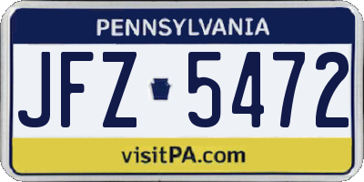 PA license plate JFZ5472