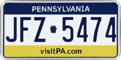 PA license plate JFZ5474
