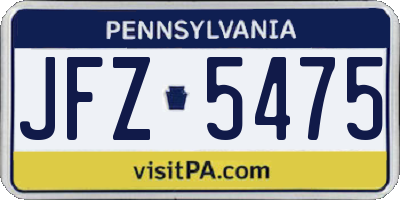 PA license plate JFZ5475