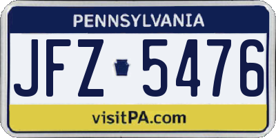 PA license plate JFZ5476