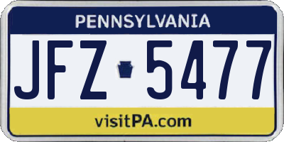 PA license plate JFZ5477