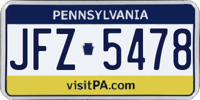 PA license plate JFZ5478
