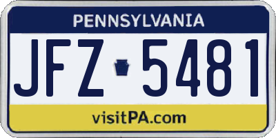 PA license plate JFZ5481
