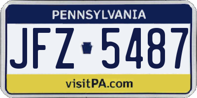 PA license plate JFZ5487