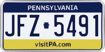 PA license plate JFZ5491