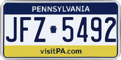 PA license plate JFZ5492