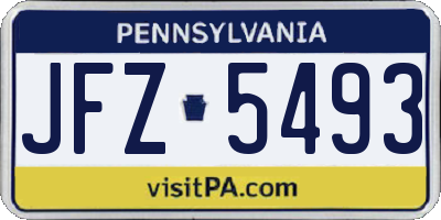 PA license plate JFZ5493