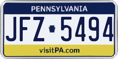 PA license plate JFZ5494