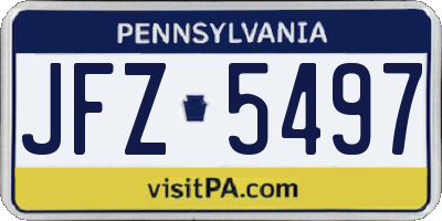 PA license plate JFZ5497