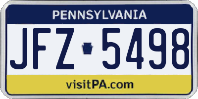 PA license plate JFZ5498
