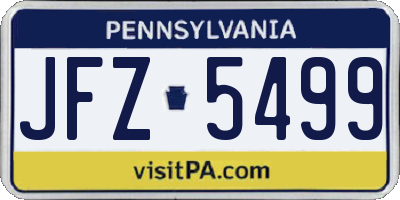PA license plate JFZ5499