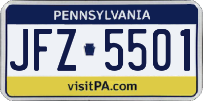 PA license plate JFZ5501